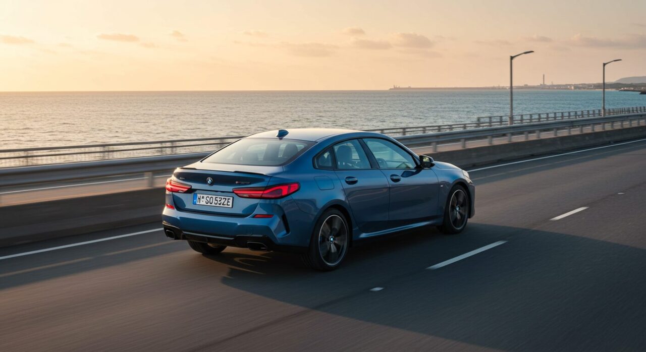 BMW 2シリーズ218d グランクーペでマジックアワーの中、ドライブ